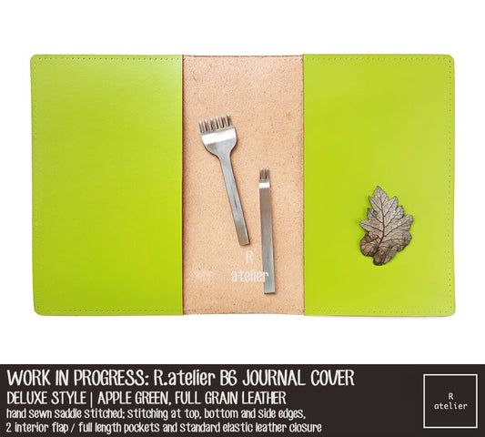 WORK IN PROGRESS: R.atelier Apple Green B6 Deluxe Leather Notebook Cover