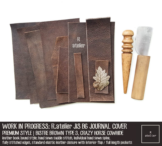 WORK IN PROGRESS: R.atelier Bistre Brown Type 3 JIS B6 Size Deluxe Leather Notebook Cover