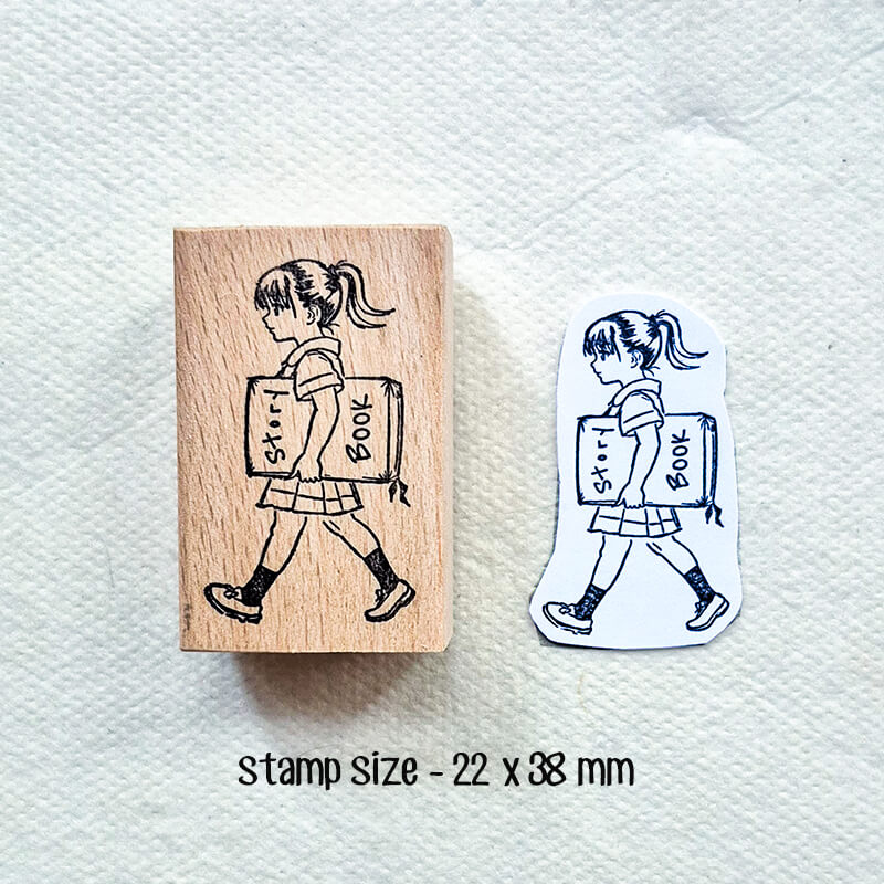 Bookworm Book Lovers Scrapbooking Wooden Stamp