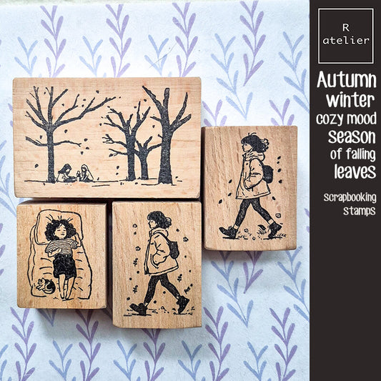 Autumn Cozy Mood Fall Winter Season Scrapbooking Wooden Stamp