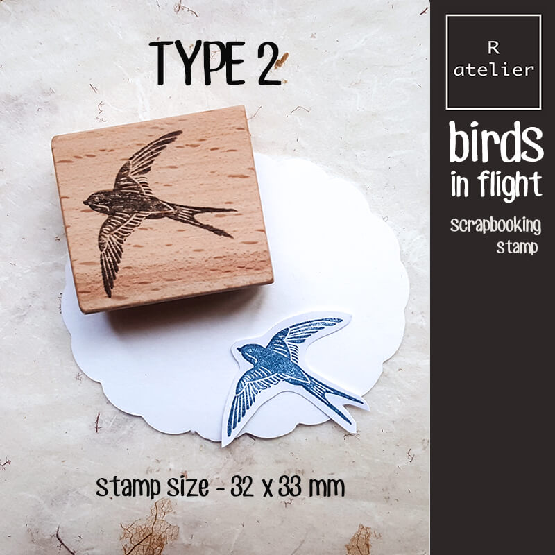 Birds in Flight Scrapbooking Wooden Stamp
