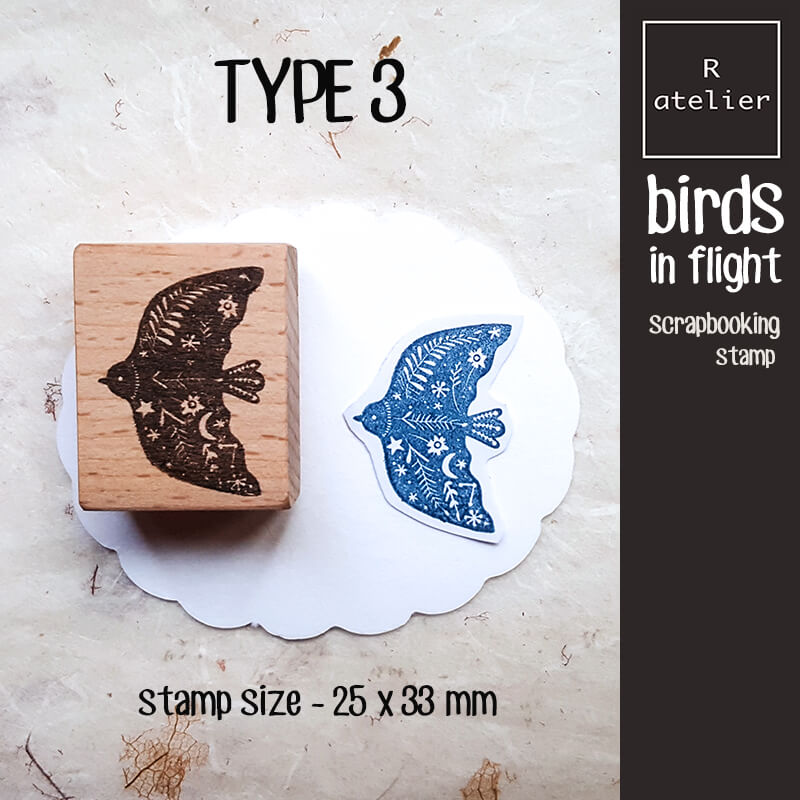 Birds in Flight Scrapbooking Wooden Stamp