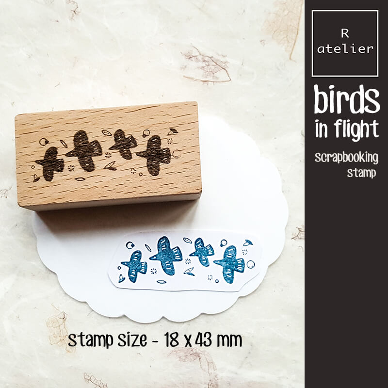 Birds in Flight Scrapbooking Wooden Stamp