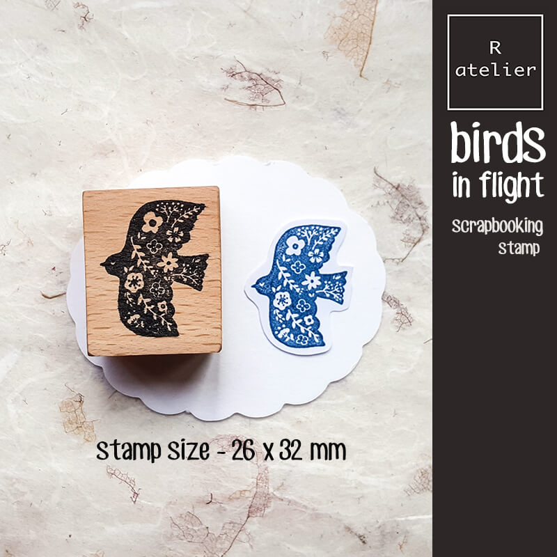 Birds in Flight Scrapbooking Wooden Stamp
