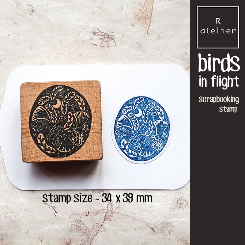 Birds in Flight Scrapbooking Wooden Stamp
