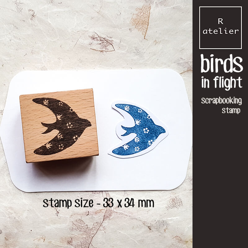 Birds in Flight Scrapbooking Wooden Stamp