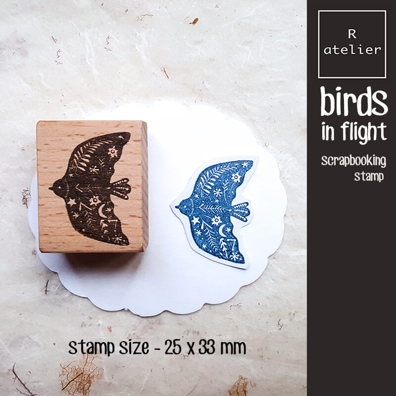 Birds in Flight Scrapbooking Wooden Stamp
