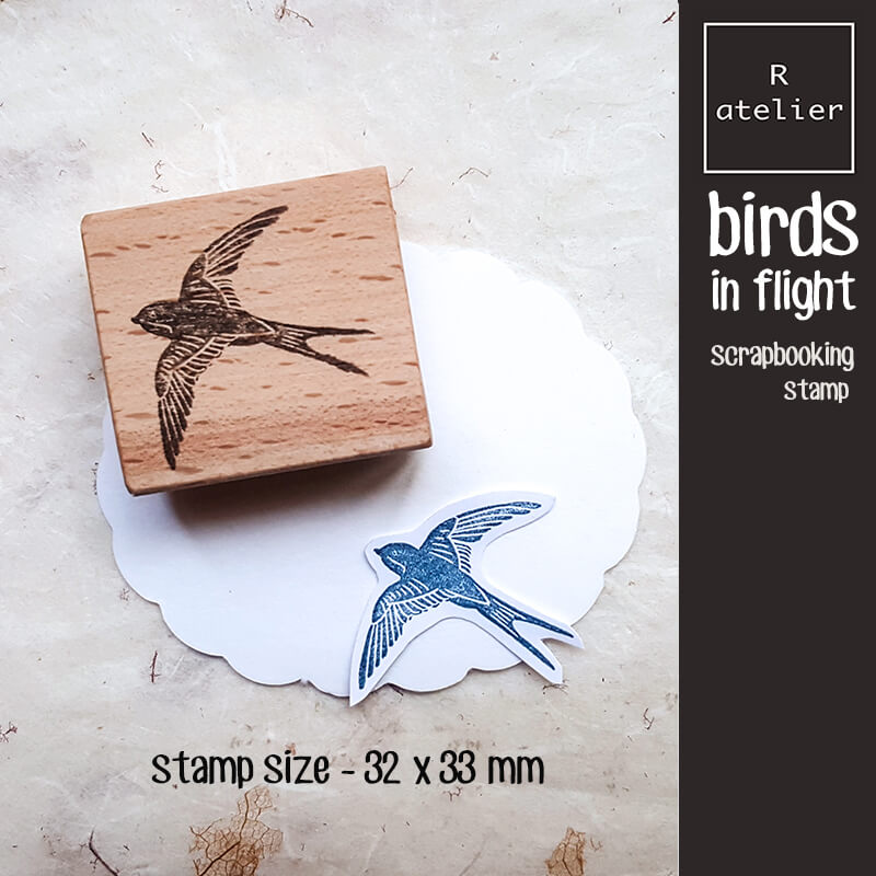 Birds in Flight Scrapbooking Wooden Stamp