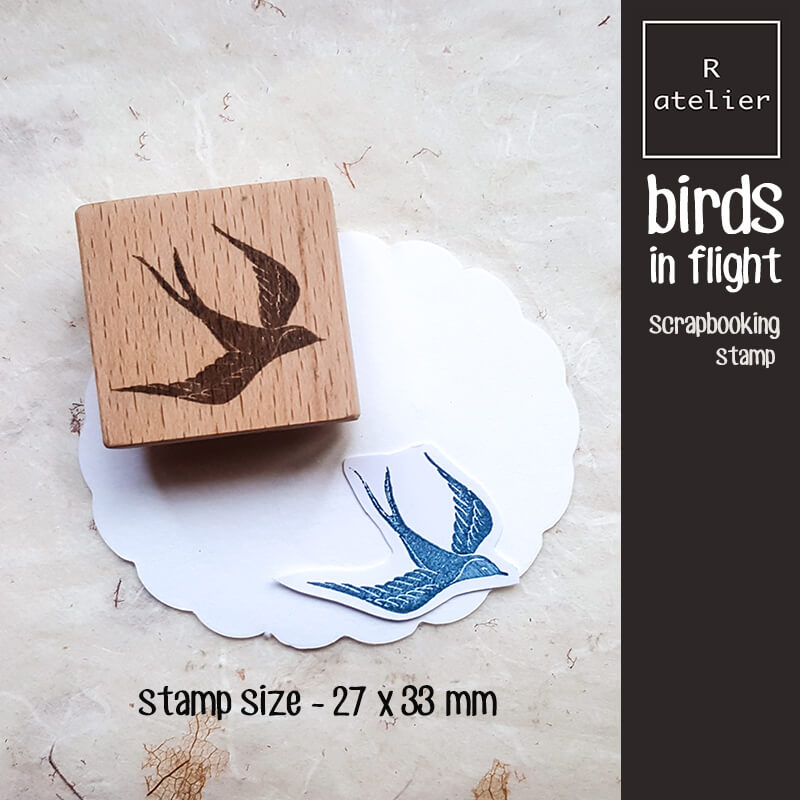 Birds in Flight Scrapbooking Wooden Stamp