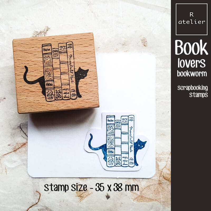 Book Lovers Bookworm Literary Scrapbooking Wooden Stamp