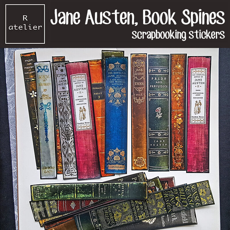 Jane Austen Vintage Book Spines Scrapbooking Decorative Stickers