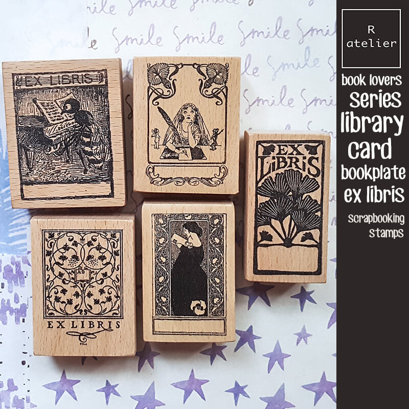 ex libris card sleeves Bookplate Ex Libris Library Card Book Lovers Scrapbooking Wooden Stamp