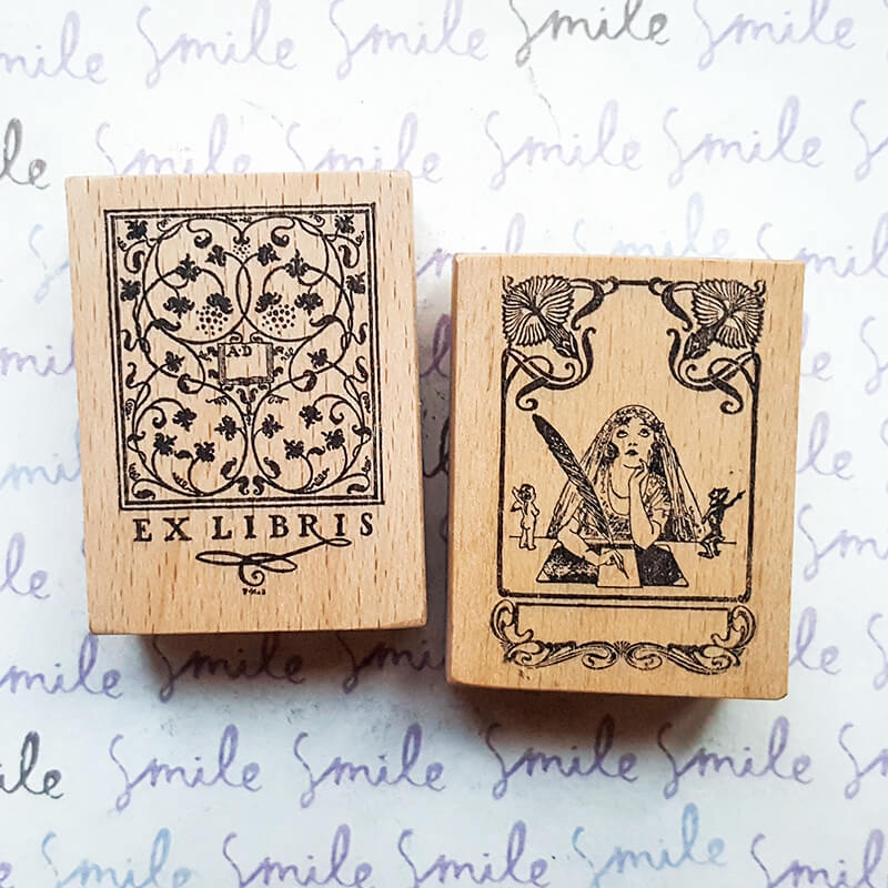 Bookplate Ex Libris Library Book Lovers Scrapbooking Wooden Stamp