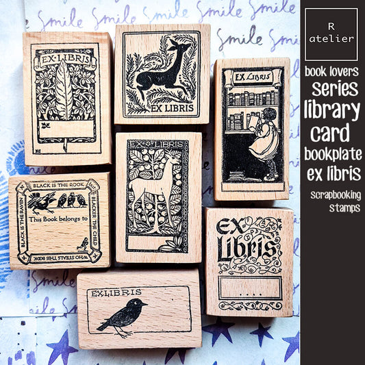 Bookplate Ex Libris Library Book Lovers Scrapbooking Wooden Stamp