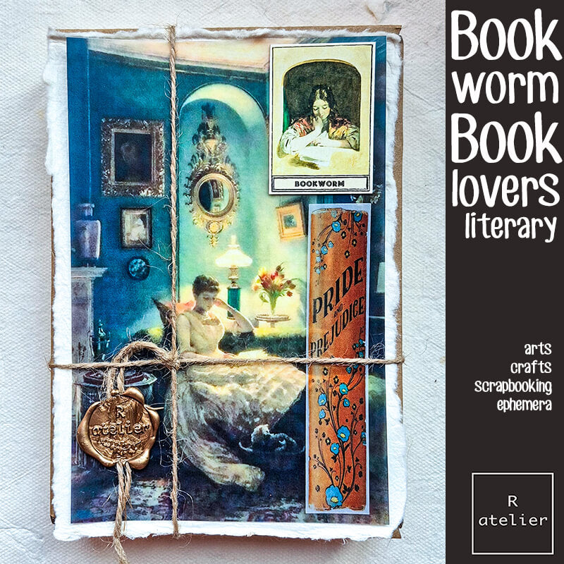 Bookworm Literary Book Lovers Junk Journal Scrapbooking Craft Box