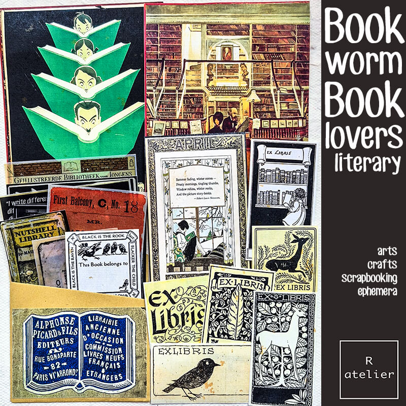 Bookworm Literary Book Lovers Junk Journal Scrapbooking Craft Box