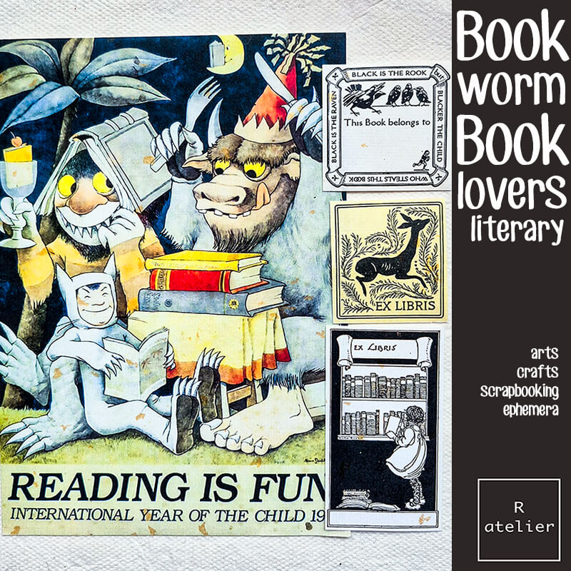 Bookworm Literary Book Lovers Junk Journal Scrapbooking Craft Box