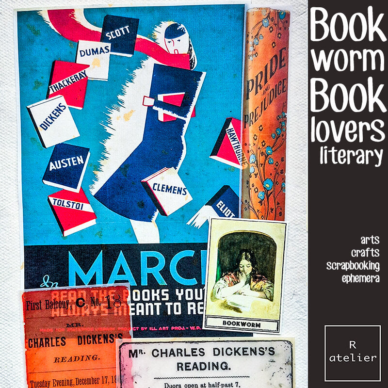 Bookworm Literary Book Lovers Junk Journal Scrapbooking Craft Box