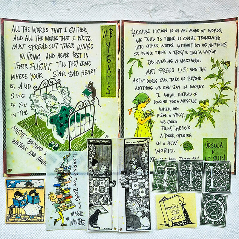 Bookworm Literary Book Lovers Junk Journal Scrapbooking Craft Box