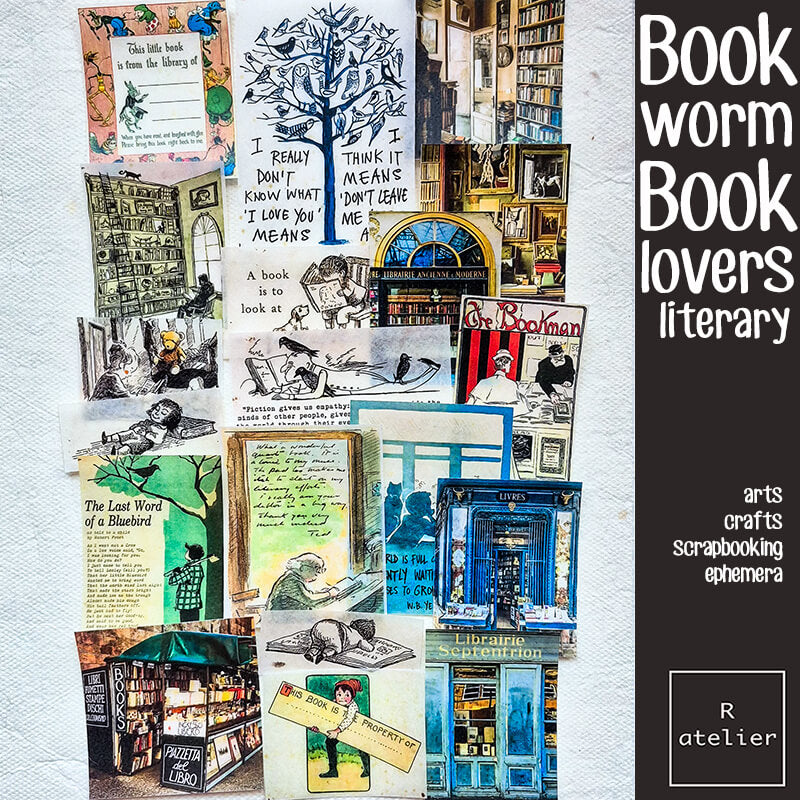 Bookworm Literary Book Lovers Junk Journal Scrapbooking Craft Box