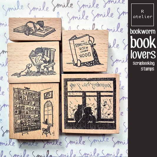 Bookworm Book Lovers Scrapbooking Wooden Stamp