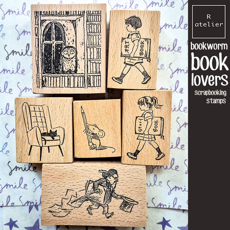 Bookworm Book Lovers Scrapbooking Wooden Stamp