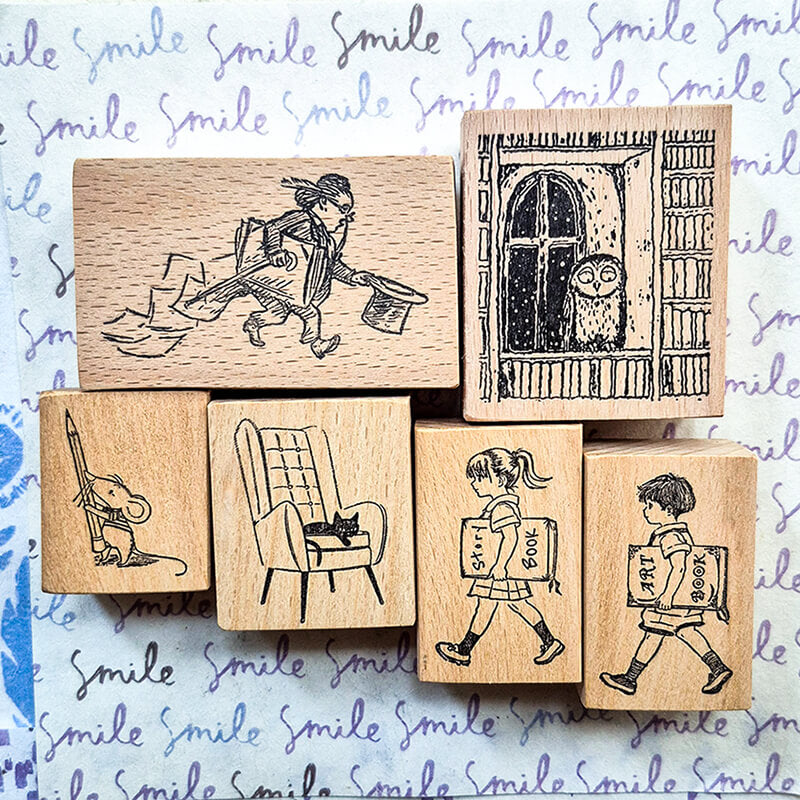 Bookworm Book Lovers Scrapbooking Wooden Stamp