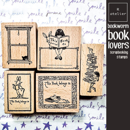Bookworm Book Lovers Scrapbooking Wooden Stamp