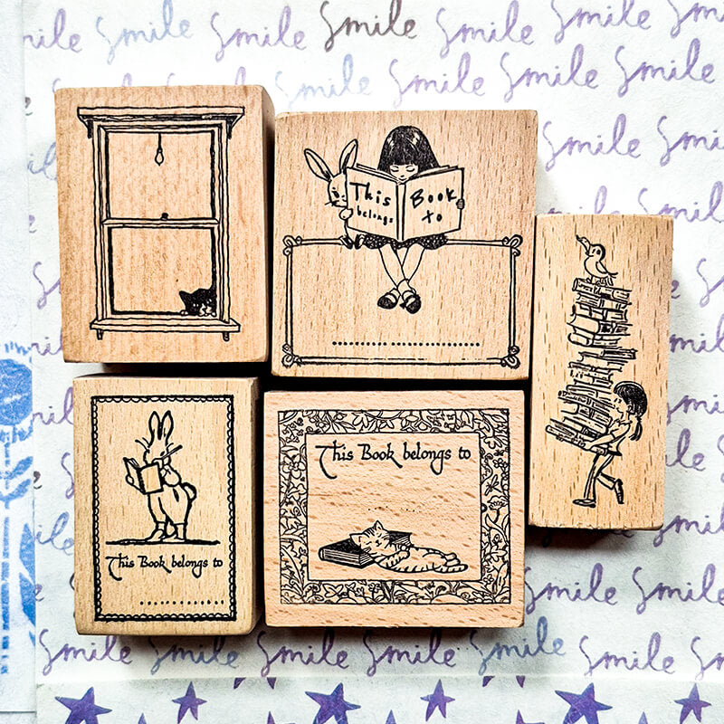 Bookworm Book Lovers Scrapbooking Wooden Stamp
