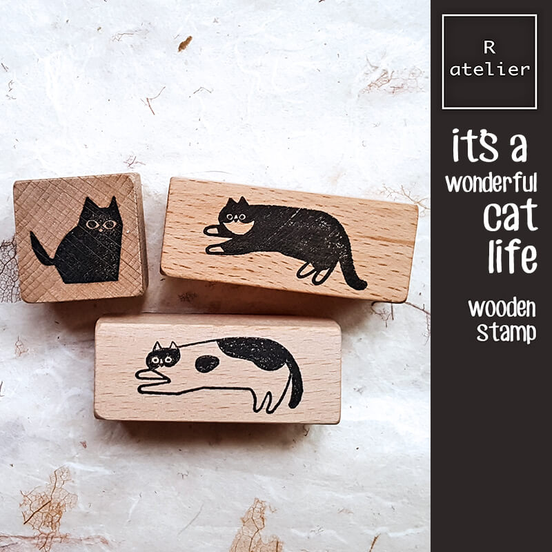 It's a Wonderful Cat Life Scrapbooking Wooden Stamp