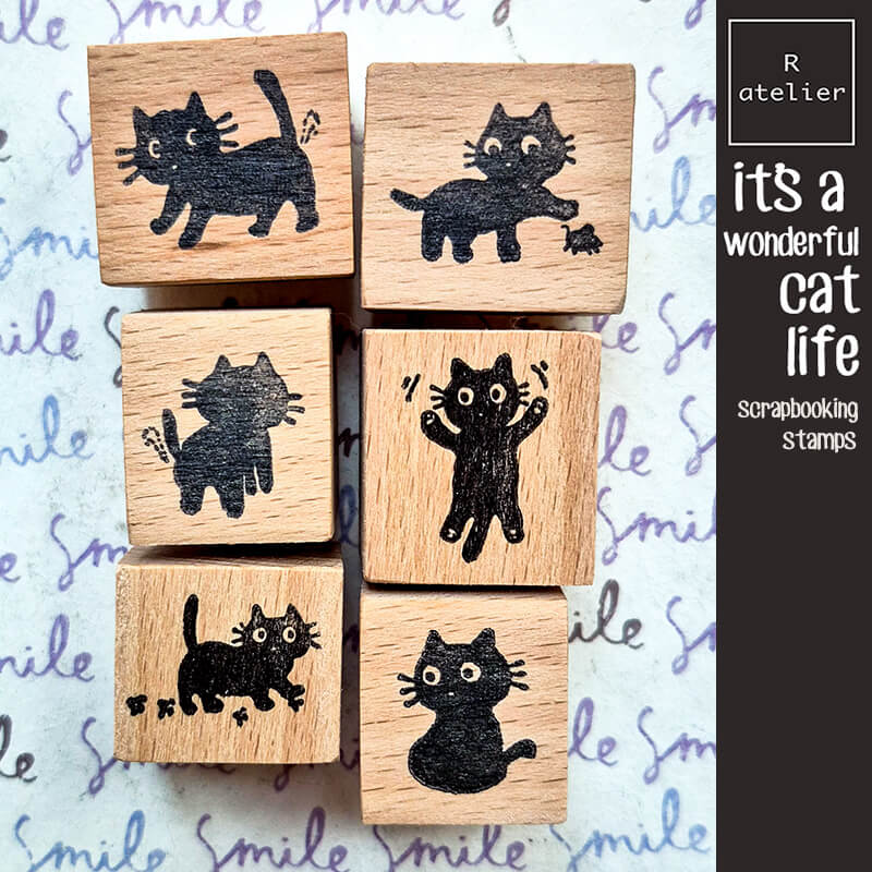 Neko Black Kitty Cat Scrapbooking Wooden Stamps