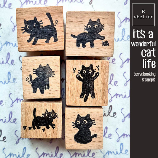 Neko Black Kitty Cat Scrapbooking Wooden Stamps