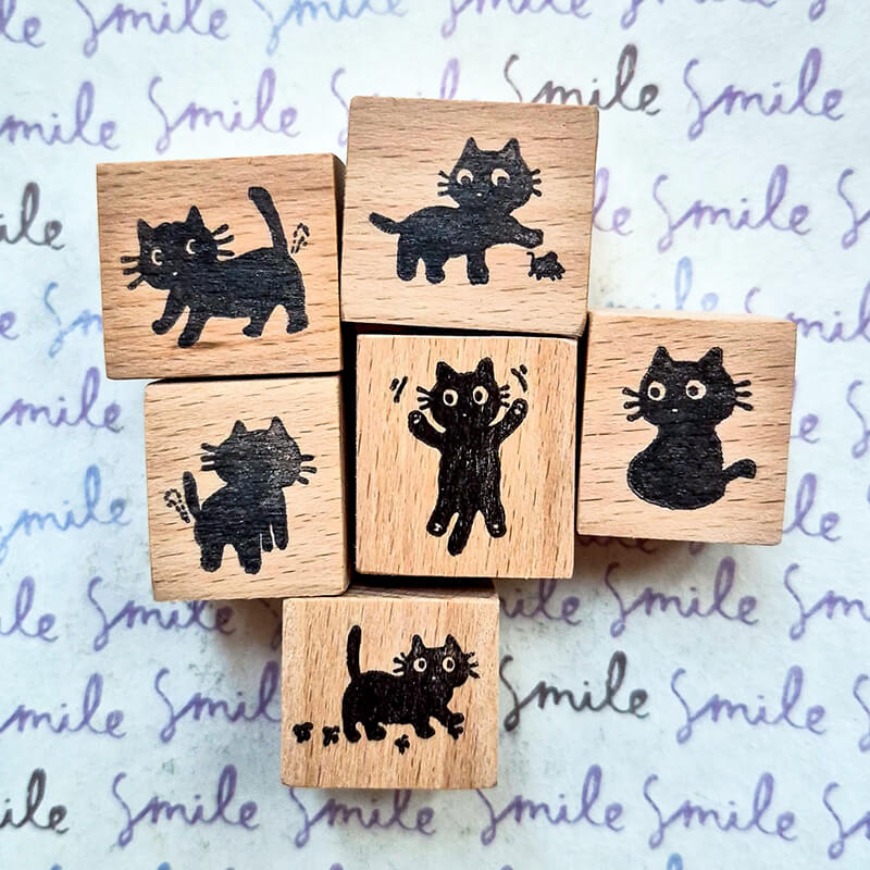 Neko Black Kitty Cat Scrapbooking Wooden Stamps