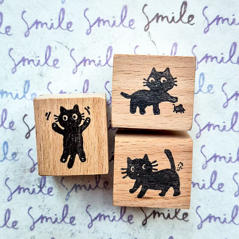Neko Black Kitty Cat Scrapbooking Wooden Stamps