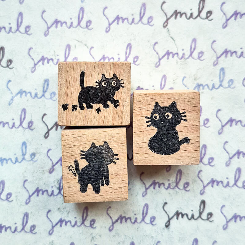 Neko Black Kitty Cat Scrapbooking Wooden Stamps