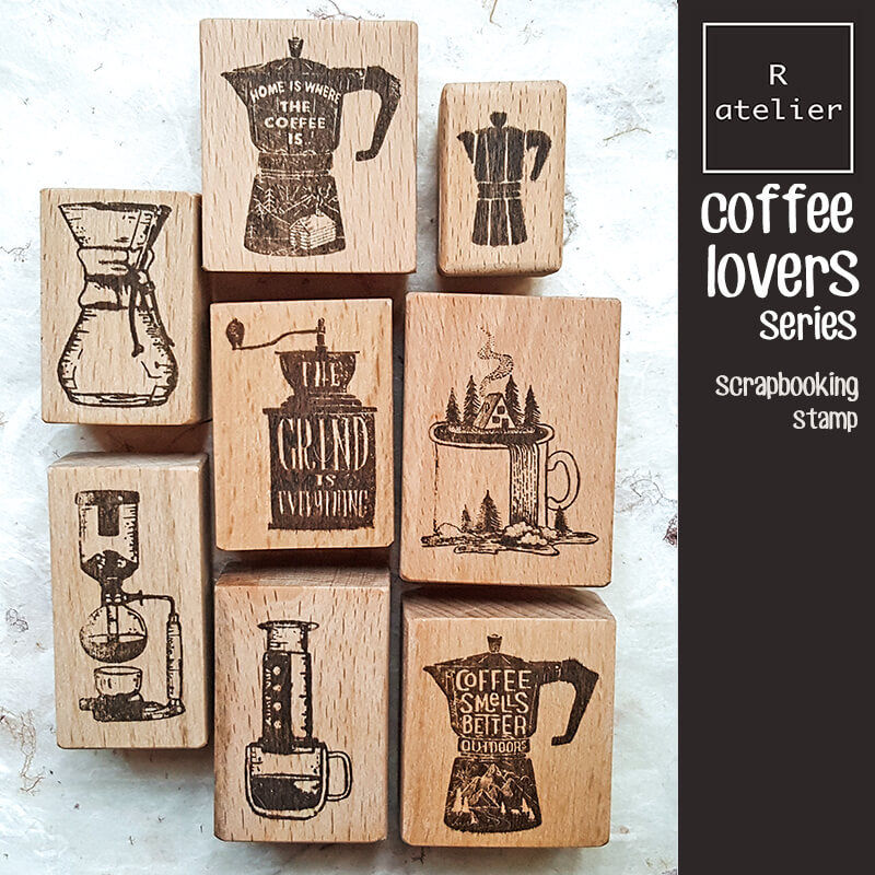 Coffee Lovers Scrapbooking Wooden Stamp