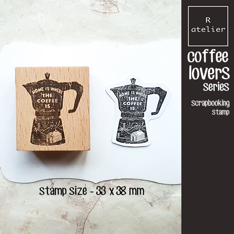 Coffee Lovers Scrapbooking Wooden Stamp
