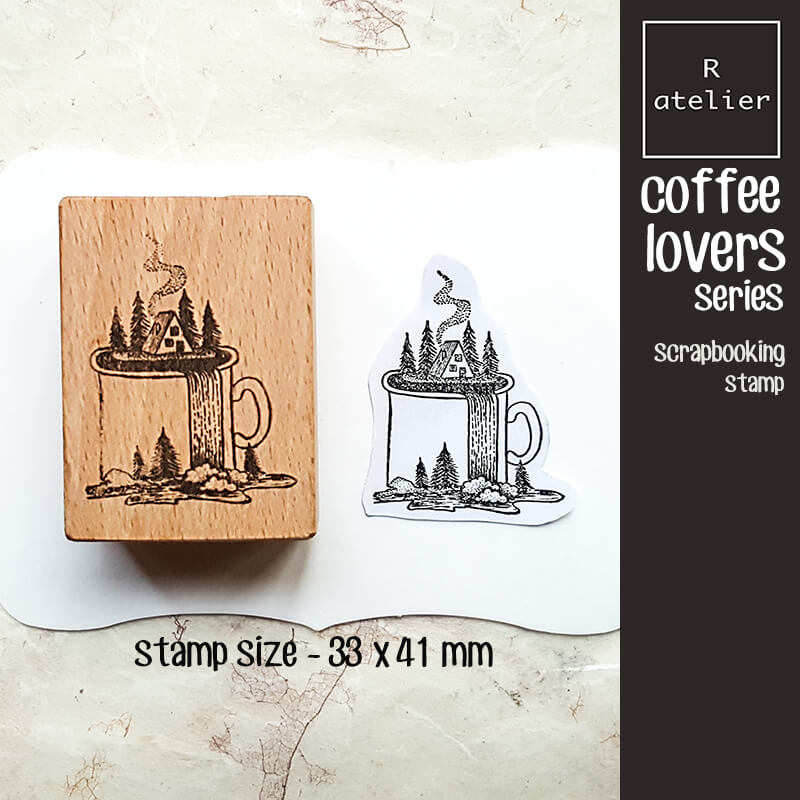 Coffee Lovers Scrapbooking Wooden Stamp