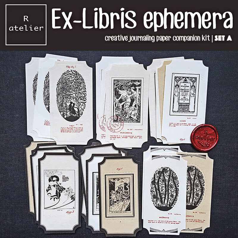 Ex Libris Scrapbooking Paper Ephemera Kit (Metal Tin Box)