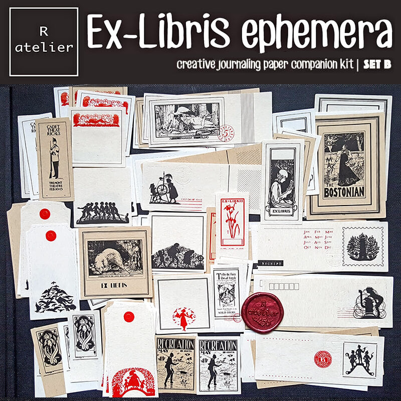 Ex Libris Scrapbooking Paper Ephemera Kit (Metal Tin Box)