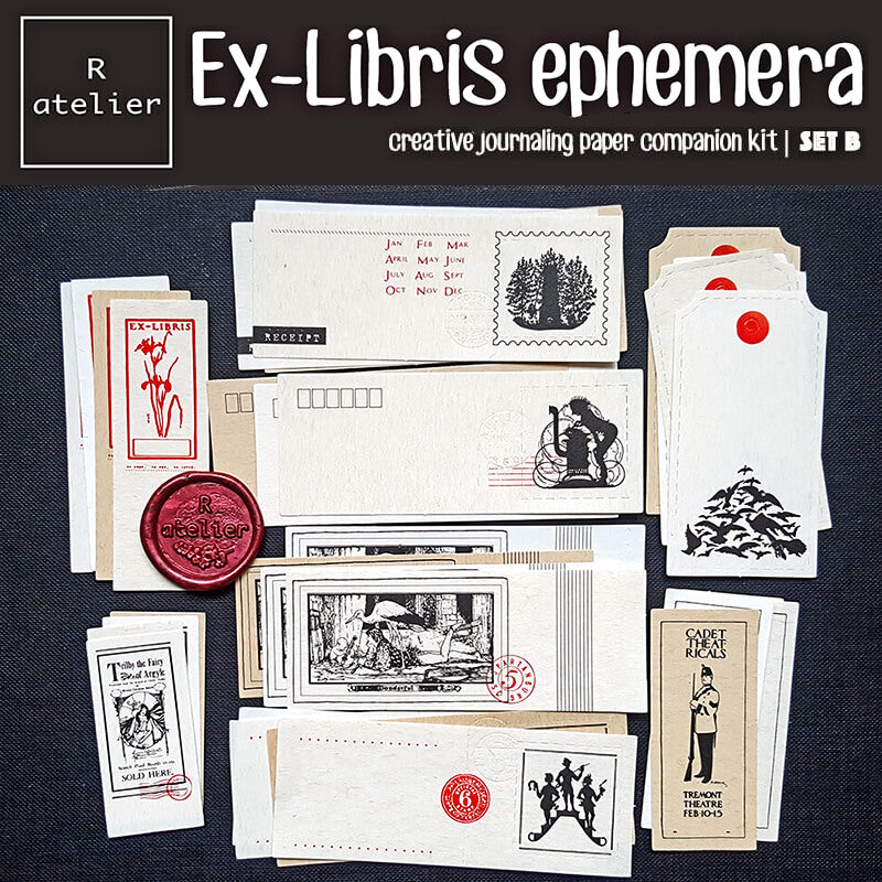 Ex Libris Scrapbooking Paper Ephemera Kit (Metal Tin Box)