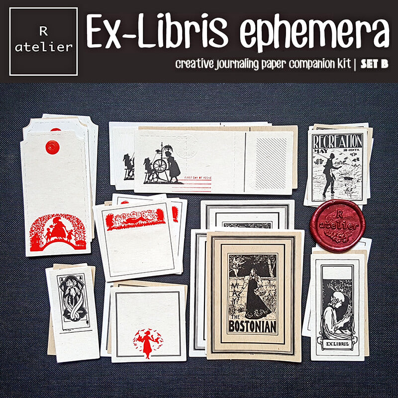Ex Libris Scrapbooking Paper Ephemera Kit (Metal Tin Box)