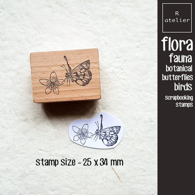 Flora Fauna Butterflies Birds Scrapbooking Wooden Stamps