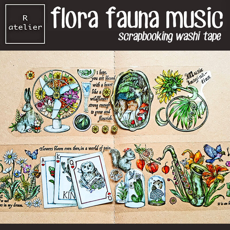 flora fauna music Scrapbooking PET Washi Tape