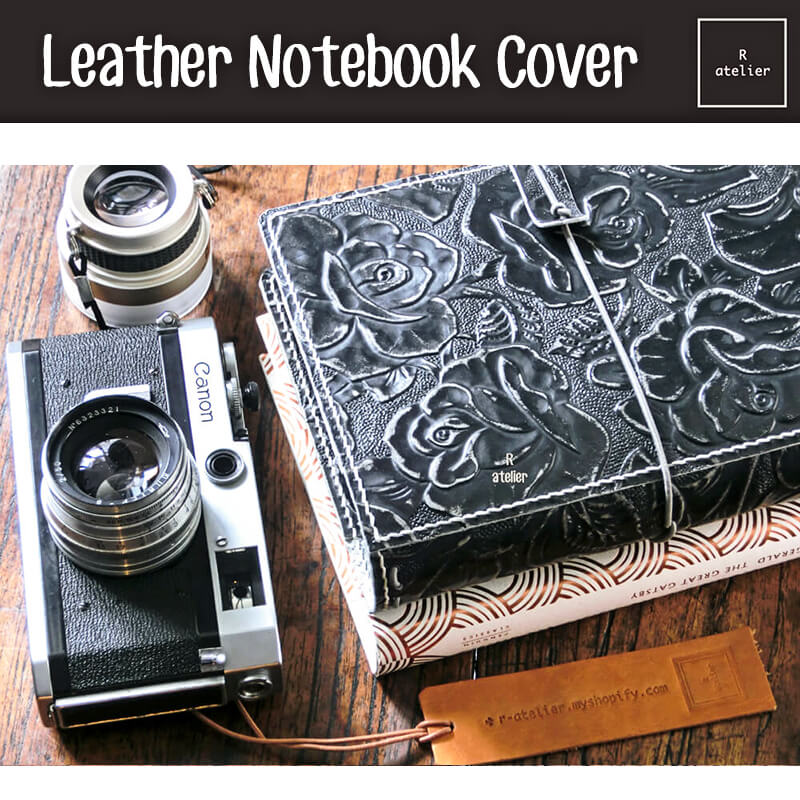 R.atelier B6 / B6 Slim TN Leather Folio | Floral Embossed Black Onyx