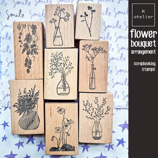Flower Bouquet Floral Arrangement Scrapbooking Wooden Stamp