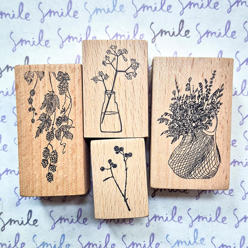 Flower Bouquet Floral Arrangement Scrapbooking Wooden Stamp