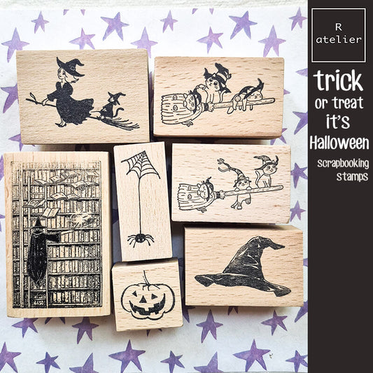 Halloween Trick-or-Treat Hocus Pocus Scrapbooking Wooden Stamps