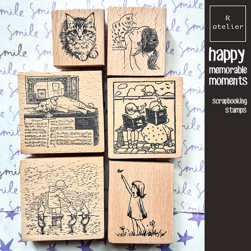 Happy Memorable Moments Scrapbooking Wooden Stamp