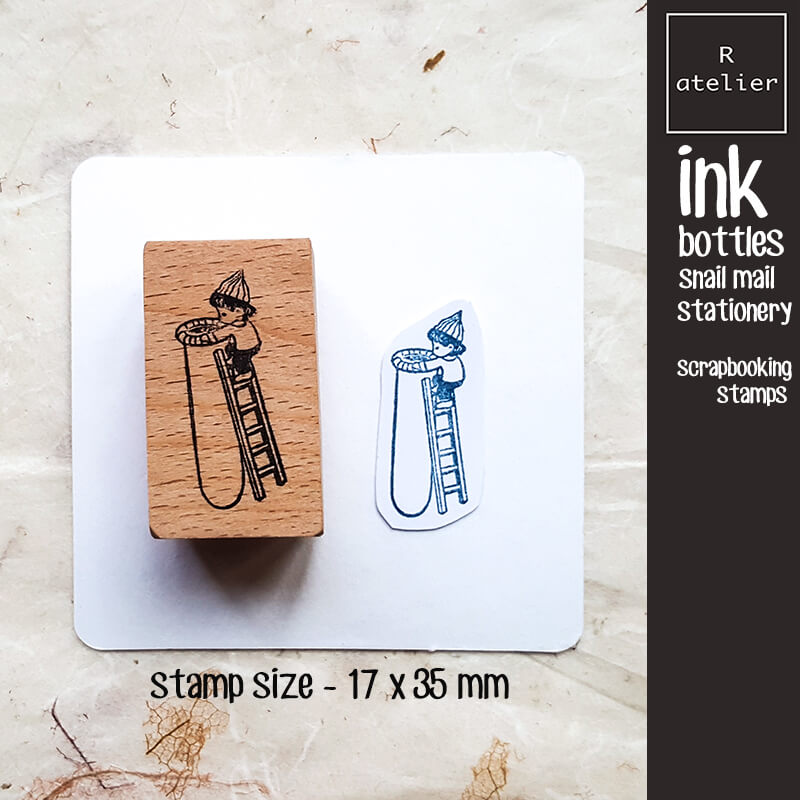 Ink Bottles Snail Mail Stationery Scrapbooking Wooden Stamp